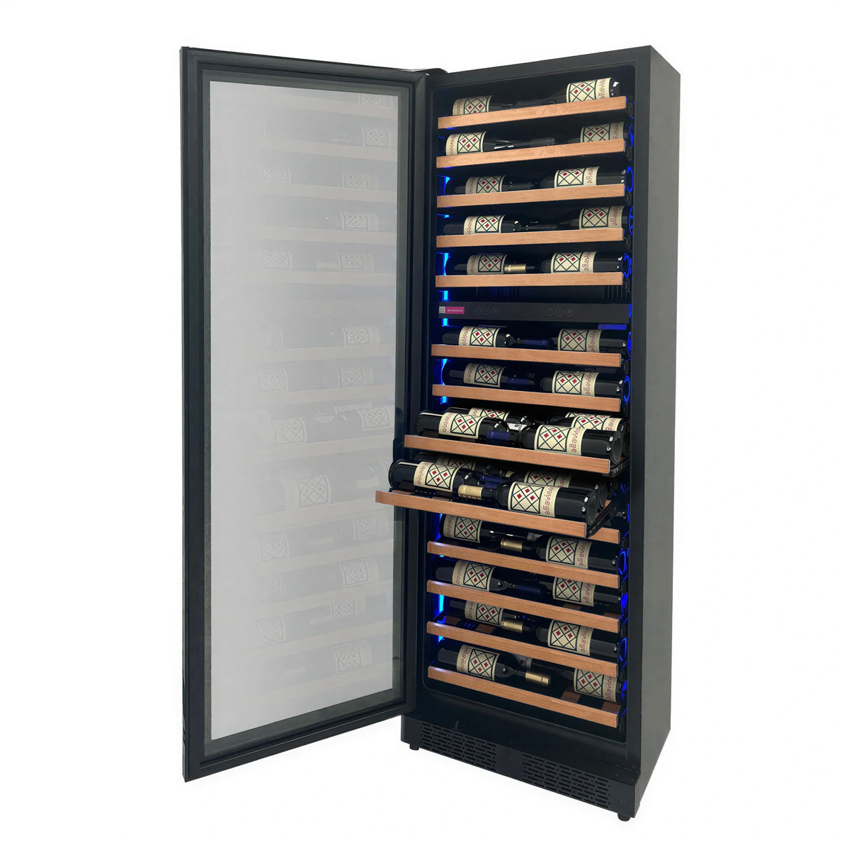Beverage Factory Allavino VSW6771D-2BL-WD Commercial Wine Refrigerator, 67-Bottle, Dual Temperature Zones, Hinged Glass Door, Black
