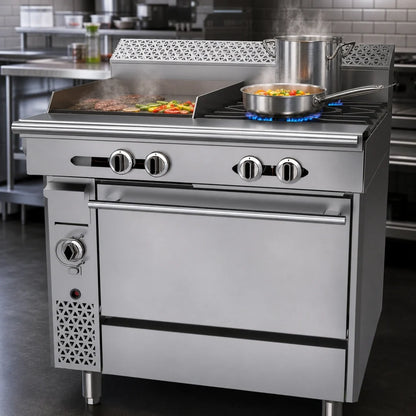 Garland Cuisine C36-4C 36-Inch Heavy-Duty Natural Gas Range with 2 Open Burners, 18-Inch Griddle, and Convection Oven