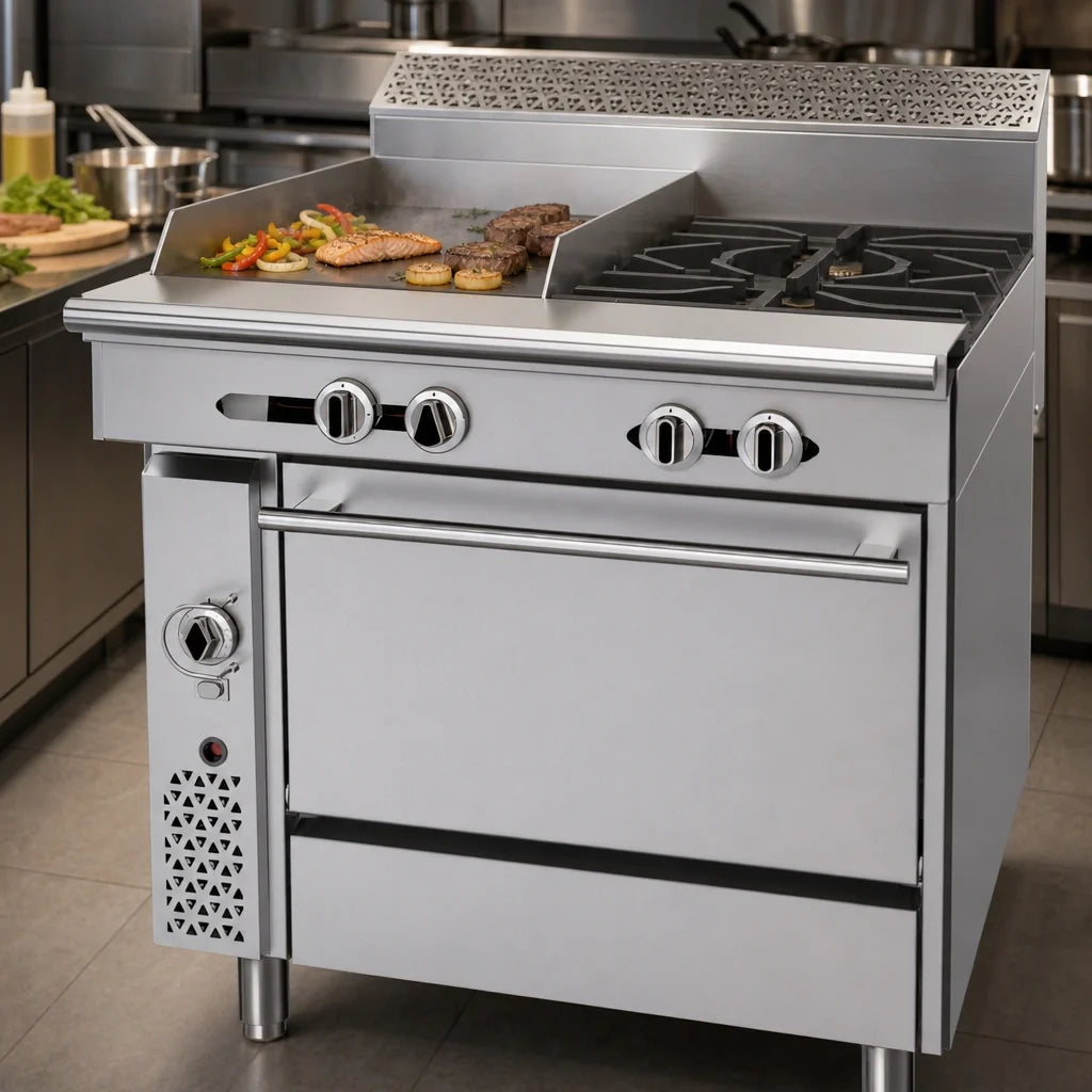 Garland Cuisine C36-4C 36-Inch Heavy-Duty Natural Gas Range with 2 Open Burners, 18-Inch Griddle, and Convection Oven