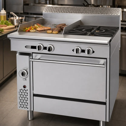 Garland Cuisine C36-4C 36-Inch Heavy-Duty Natural Gas Range with 2 Open Burners, 18-Inch Griddle, and Convection Oven