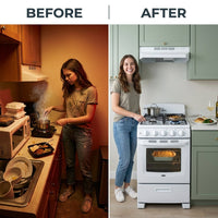 20 In. 2.5 Cu. Ft. Gas Range in White — Before & After
