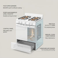 20 In. 2.5 Cu. Ft. Gas Range in White — How It Works