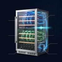 24 Inch Wine Cooler Fridge Dual Zone, Professional Large Capacity High Wine Refrigerator with Powerful Compressor, Quiet Operation and Elegant Design-Kmhj408D — How It Works