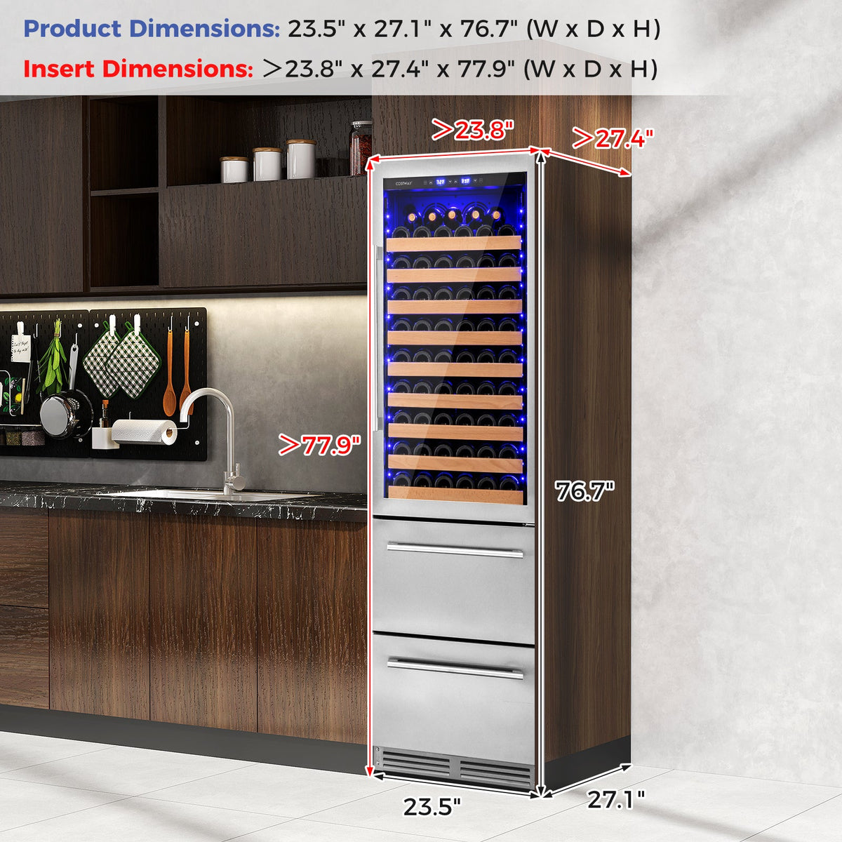 24 Inch Wine and Beverage Refrigerator with Independent Temperature Control-Sliver