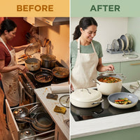 Cookware+ 8-Piece Ceramic Nonstick Cookware Set in Cream — Before & After