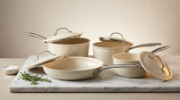 Cookware+ 8-Piece Ceramic Nonstick Cookware Set in Cream — Lifestyle