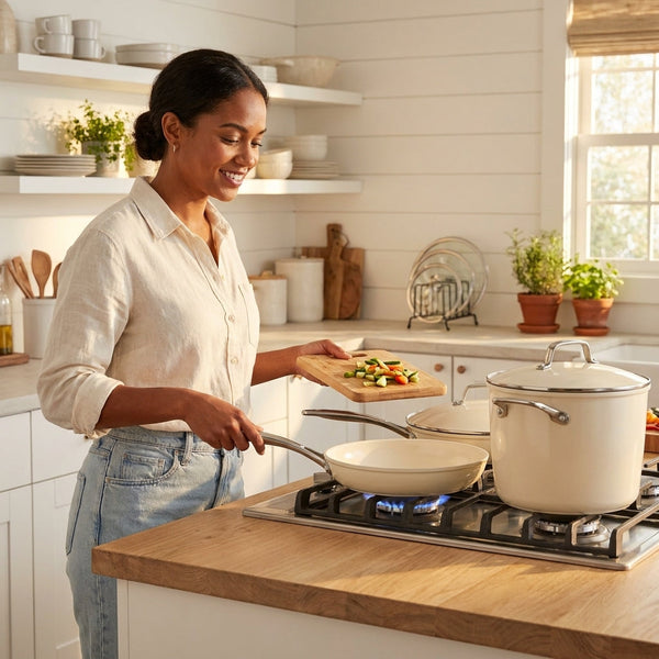 Ceramic Nonstick Cookware Set Built for Versatile Cooking, 8-Piece, Oven Safe 550°F, Induction Compatible