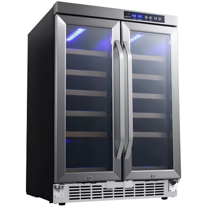 36 Bottle 24 In. Built-In French Door Dual Zone Wine Cooler