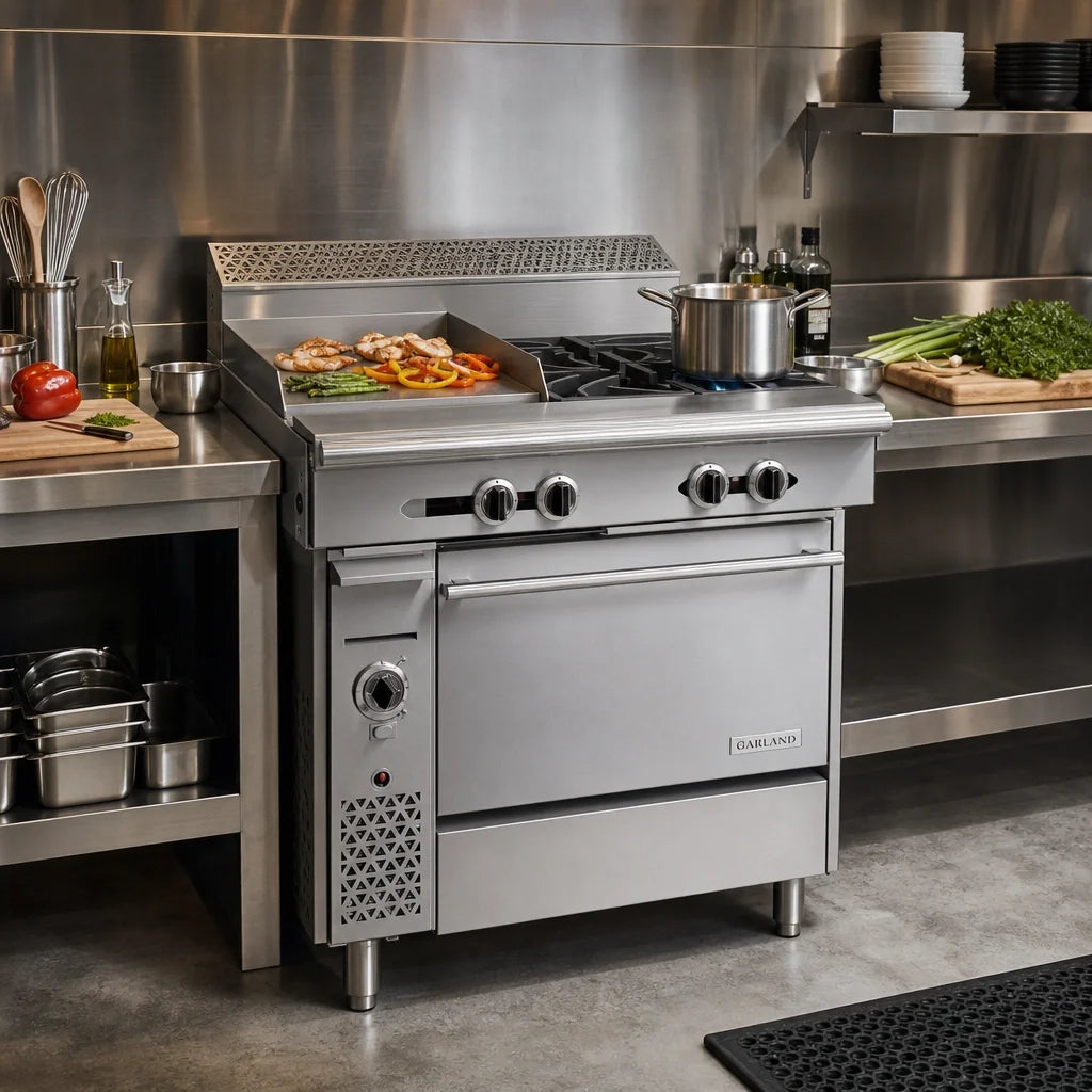Garland Cuisine C36-4C 36-Inch Heavy-Duty Natural Gas Range with 2 Open Burners, 18-Inch Griddle, and Convection Oven