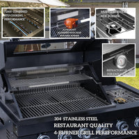 Outdoor Kitchen Island Built for Entertaining, 104" Length, Gas Grill & Sink, Compact Refrigerator