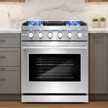 30 In. Haven Coll 4.8 Cu Ft 5 Burner Gas Range, Convection, Stainless Steel |  COS-EPGR304 Convection Oven, Knob LED Indicators, Mirror Finished Knobs, Storage Drawer, Liquid Propane Convertible