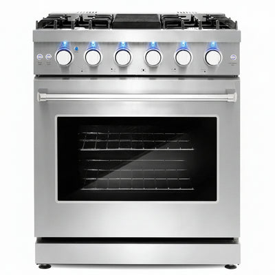 30 In. Haven Coll 4.8 Cu Ft 5 Burner Gas Range, Convection, Stainless Steel |  COS-EPGR304 Convection Oven, Knob LED Indicators, Mirror Finished Knobs, Storage Drawer, Liquid Propane Convertible