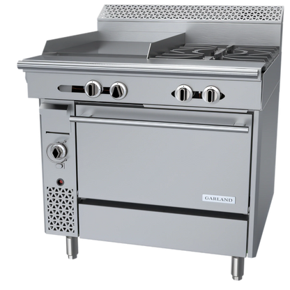 Garland Cuisine C36-4C 36-Inch Heavy-Duty Natural Gas Range with 2 Open Burners, 18-Inch Griddle, and Convection Oven